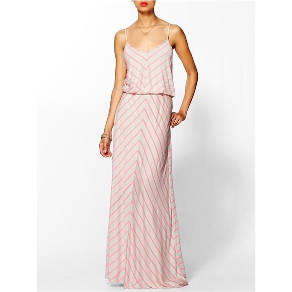 Anthropologie Dresses & Skirts - Hive & Honey Tan & Pink Stripe Chevron Maxi Dress
